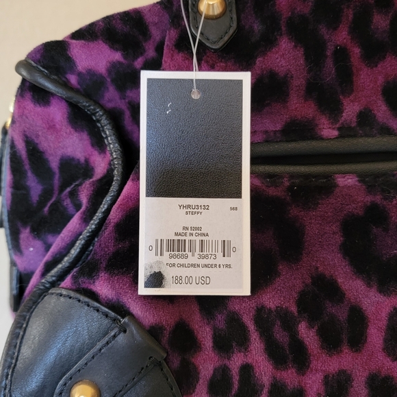Y2K Juicy Couture Velour Purple Leopard Steffy Bag - Picture 5 of 7